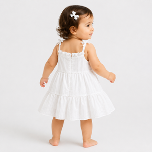 ชุดเดรสเด็กผู้หญิงผูกไหล่แบบสม็อค |   ชุดเดรสผ้าฝ้ายแขนกุด - Product Image 5