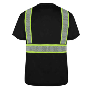 T-shirt de sécurité haute visibilité ANSI Classe 1 à LED clignotantes, noir et jaune, bandes réfléchissantes, manches courtes, vêtement de travail 2026 Harry - Product Image 2