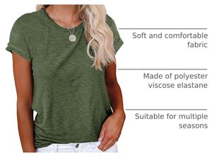 Camiseta de Algodón para Mujer, Moderna, Casual, Corte Regular, Manga Regular, Cuello Redondo, Estilo Urbano, Básica, Suave y Transpirable - Product Image 3