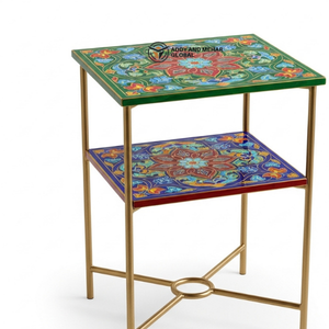 Designer Green Bone Inlay <b>Table</b> – Premium Handcrafted <b>Stool</b> <b>Table</b> for Interiors Ottomans - Product Image 4