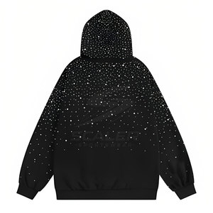 Sweat à capuche tendance en molleton 100 % coton avec strass pour un usage quotidien décontracté, design accrocheur, respirant et confortable - Product Image 2