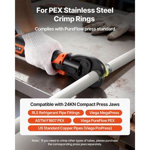 Kit di Crimpatura Elettrico PureFlow 18V per Tubi PEX da 1/2", 3/4", 1" con Anelli in Acciaio Inox - Product Image 2
