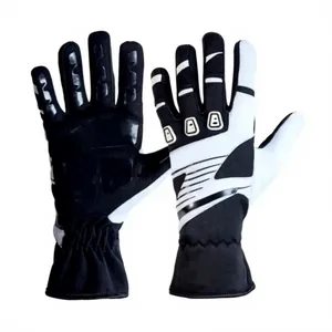 Guantes de Carreras de Karting Unisex de Dedo Completo, Material PU Antideslizante, Guantes de Motocross con Cierre de Cordón, Diseño Panelado - Product Image 4