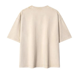 T-shirt personnalisé de luxe pour homme en coton, style streetwear, coupe oversize, col rond côtelé, épaules tombantes, grammage lourd 300 GSM, imprimé sérigraphié - Product Image 3