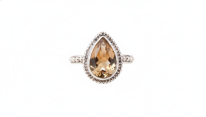 Bague de fiançailles vintage pour femme en argent 925 avec topaze naturelle taille poire sertie clos, idéale pour un cadeau d'anniversaire - Product Image 3