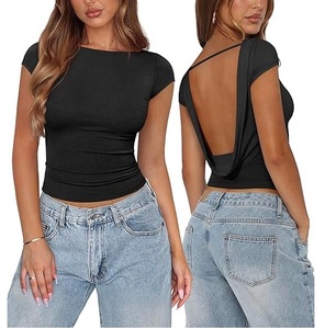 Camiseta deportiva sin mangas para mujer, sexy, con espalda descubierta, para yoga, gimnasio, entrenamiento, fitness, secado rápido, atlética, para correr, blusa hueca. - Product Image 4
