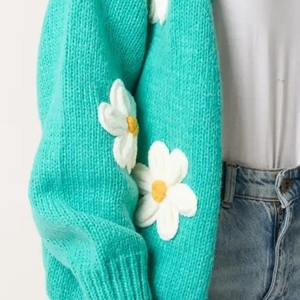 Nouveau cardigan uni à boutons, col en V, pull ample, veste extérieure et cardigan - Product Image 5