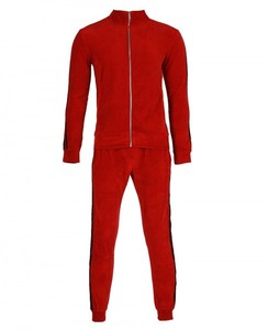 Men <b>Tracksuit</b> 2-Piece Set Solid Red Full Zipper Stand Collar Casual Wear Polyester Material Autumn Season Regular Fit - Product Image 5