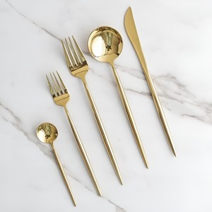 Portuguese Gold Stainless Steel Cutlery Set Hot and Sleek Design Disposable <b>Flatware</b> for Weddings and Parties on Sale - Product Image 2
