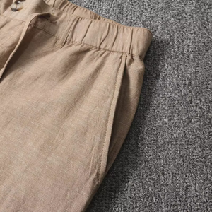 Custom Trendy Mens Wide Leg Linen <b>Pants</b> Casual Loose Fit Drawstring Waist <b>Summer</b> Trousers - Product Image 4