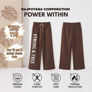 กางเกงวอร์มผู้หญิงทรงหลวม สวมใส่สบาย ผ้าฝ้ายฟลีซ 100% ทรงโอเวอร์ไซส์ ขากว้าง สไตล์สตรีทแวร์ สำหรับฤดูหนาว - Product Image 1