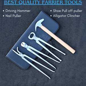 Kit d'outils de fermeur équin avec mallette de transport, décolletoir à sabots 12 pouces, décolletoir à clous et marteau de fermeur à manche en bois - Product Image 2