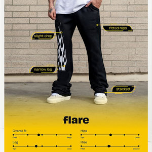 Pantalones Deportivos de Pierna Recta Negros para Hombre con Estampado de Llamas Azules, Cintura Elástica, Estilo Urbano, Transpirables, de Algodón - Product Image 6