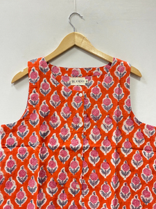 Hand Block Printed Cotton <b>Boho</b> <b>Shirt</b> Lightweight Top Women Short Tops Casual <b>Shirt</b> Sleeveless - Product Image 4