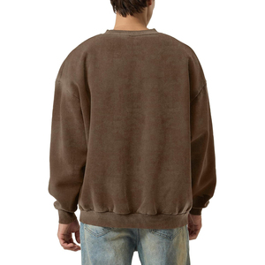 เสื้อสเวตเชิ้ตคอกลมโอเวอร์ไซส์ทรงหลวมสีน้ำตาลแขนยาวสำหรับผู้ชาย ปี 2026 ราคาโรงงาน ผลิตตามแบบ ODM OEM ผ้าฝ้าย 100% - Product Image 2