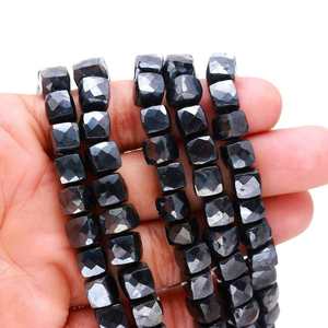 Perles de spinelle noire naturelle en forme de boîte, 6-9 mm, perles de spinelle noire en vrac pour la fabrication de bijoux, vente en gros de bijoux - Product Image 1