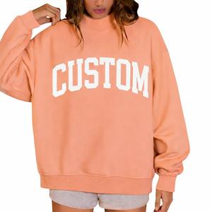 Sweat-shirt molletonné personnalisé pour femme, col montant, manches longues, imprimé ou uni, décontracté, hiver automne, vente en gros - Product Image 1