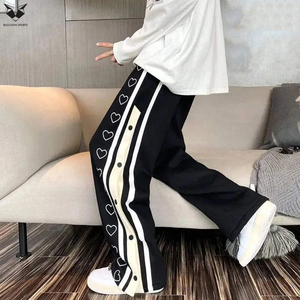 Pantalon de jogging ample pour homme, coupe décontractée, style streetwear, noir et blanc - Product Image 3