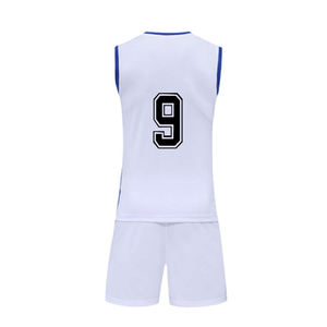 Ensemble de maillots de volley-ball unisexe blanc bleu rouge sans manches col en V séchage rapide évacuation de l'humidité impression sublimée numéro 9 adulte - Product Image 4
