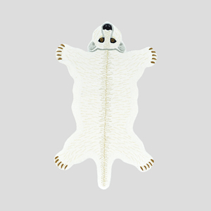Tapis moderne en laine tufté à la main, motif ours polaire, design de fourrure d'animal de dessin animé mignon, contour sculpté avec précision pour enfants - Product Image 3