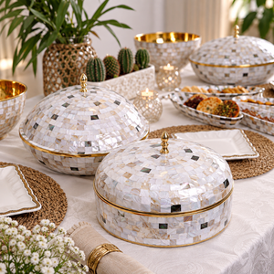 Cazuelas de Nácar para Ramadán y Eid |   Recipientes Térmicos para Comida, Artesanía en Metal, Juego de Vajilla para Servir, Regalos - Product Image 3