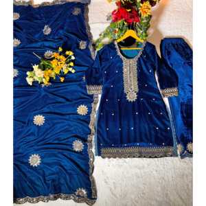 Conjunto de Fiesta para Mujer de Diseño: Top, Pantalón y Hermoso Dupatta - Product Image 1