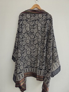 Elegant Handmade Cotton Sarong Pareo Scarf Wooden Block Print Leaf Pattern Lightweight Wholesale Beachwear for Women - Product Image 4