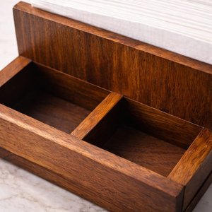 Porta Servilletas de Madera de Acacia Grabada Orion Handicraft, Compartimento para Almacenar Sal y Pimienta, para la Organización de la Cocina del Restaurante - Product Image 4