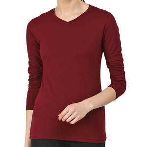 T-shirt à manches longues col rond jaune moutarde pour femme, 100% coton tricoté, coupe ample, couleur unie, décontracté, toutes saisons - Product Image 5
