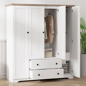 Armadio Bianco a 4 Ante con 2 Cassetti - Product Image 4