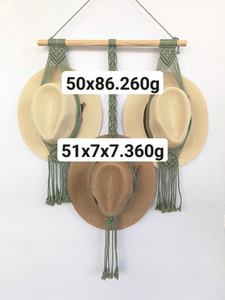 Custom Logo Boho Macrame Hat Holder <b>Stand</b> Foldable <b>Coat</b> <b>Rack</b> for Home Garage Office Double Single Wall Decor Multifunctional - Product Image 4
