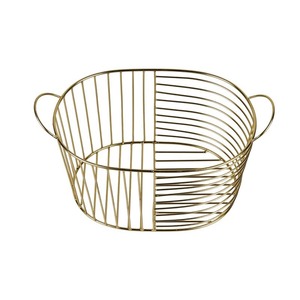 Eco-Friendly Woven Metal Wire Small Oval <b>Storage</b> <b>Basket</b> with Handles for Kitchen <b>Storage</b> - Product Image 2