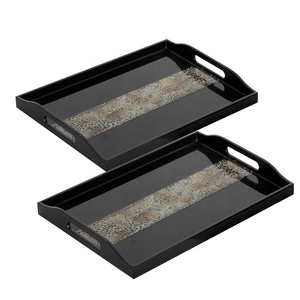 Bandeja de madera de laca MDF hecha a mano con incrustaciones de perlas Madre, bandeja redonda de tamaño personalizado para servir, cocina, uso doméstico, comida decorativa para servir - Product Image 2