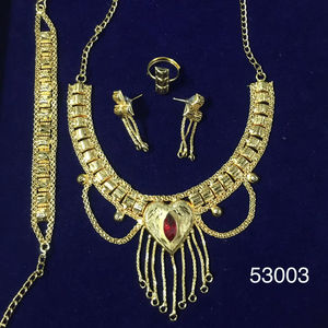 Elegante Juego de Collar y Pendientes con Diseño de Hoja, Chapado en Oro y Zirconia, para Boda, Modelo 53003 - Product Image 1