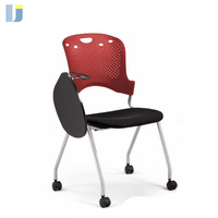 Chaise pliante ergonomique moderne et durable en plastique avec siège rembourré, roulettes pour tablette, idéale pour la salle de sport, l'hôpital, la maison et le bureau