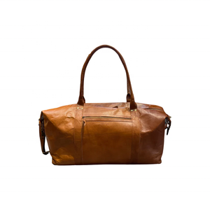 Equipaje de viaje de cuero de cabra real vintage Bolsa de lona elegante Weekender con cierre de cremallera - Product Image 6