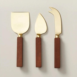Gold Polished New Personalized Custom logo <b>Cheese</b> <b>Set</b> With Branches Flower Stainless Steel Butter Spreader & Slicer - Product Image 5