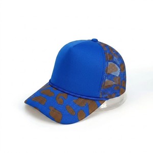 2026 Unisex Royal Blue Leopard Print Trucker Hat Adjustable <b>Mesh</b> Back Baseball Cap Unisex Fashion Outdoor Casual Headwear - Product Image 1