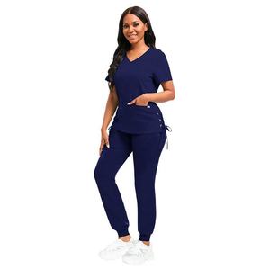 Custom Women Stretch <b>Scrub</b> <b>Set</b> with Zip Jacket Medical Nursing Uniform Hospital Clinic Healthcare Workwear OEM ODM Manufacturer - Product Image 4
