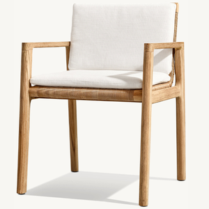 Silla individual de madera de teca con detalles de ratán, ideal para una terraza cómoda y agradable para uso en exteriores, resistente a la putrefacción. - Product Image 2