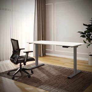 Scrivania Elettrica Regolabile in Altezza con Doppio Motore, Postazione di Lavoro per Casa e Ufficio, Tavolo Sit-Stand in Due Pezzi - Product Image 1