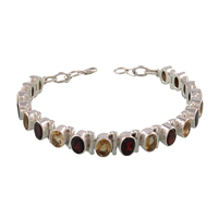 Pulsera de cadena tipo tenis de plata de ley 925 con amatista morada y peridoto engastados en bisel, clásica, unisex, para uso diario, joyería hecha a mano en Jaipur