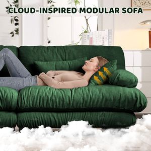 Divano a 3 posti in ciniglia verde modulare divano a sedere morbido imbottito per soggiorno appartamento Studio o ufficio - Product Image 5