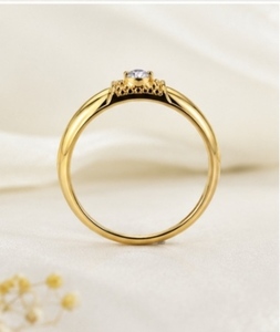Bague de fiançailles pour femme en or jaune massif 14 carats certifié HRD, diamant naturel taille brillant, style classique pour mariage et anniversaire - Product Image 4