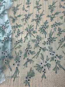 Tela de Encaje de Lujo con Cuentas Bordadas a Mano, 100% Poliéster, Ancho Personalizado para Vestidos - Precio Directo de Fábrica al por Mayor - Product Image 3