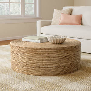 Table basse en forme de tambour tissée à la main de style naturel DreamCraft en provenance du Vietnam - Product Image 2