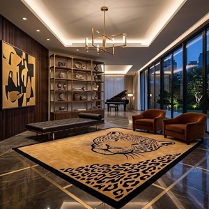 <b>Leopard</b> Print Area <b>Rug</b> Safari Animal Design Hand Tufted Luxury Gold Woolen Carpet Wildlife Living Room Bedroom Home Decor <b>Rug</b> - Product Image 4