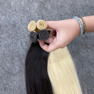ผมแท้เวียดนาม 100% แบบตรง Genius Weft สีดำและสีบลอนด์ ผู้จัดจำหน่ายยอดนิยม ขายส่งต่อผม - Product Image 1