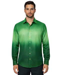Chemise Formelle Homme Vert Émeraude Ombré en Coton Premium à Manches Longues Boutonnée Style Smart Casual Fabrication Personnalisée Fournisseur OEM - Product Image 1