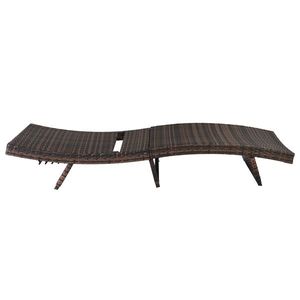 Letto in Rattan Intrecciato con Telaio in Ferro a Forma di S 193*68*33cm, Cuscino Sfumato Marrone-Beige - Categoria Prodotto: Sedie - Product Image 4